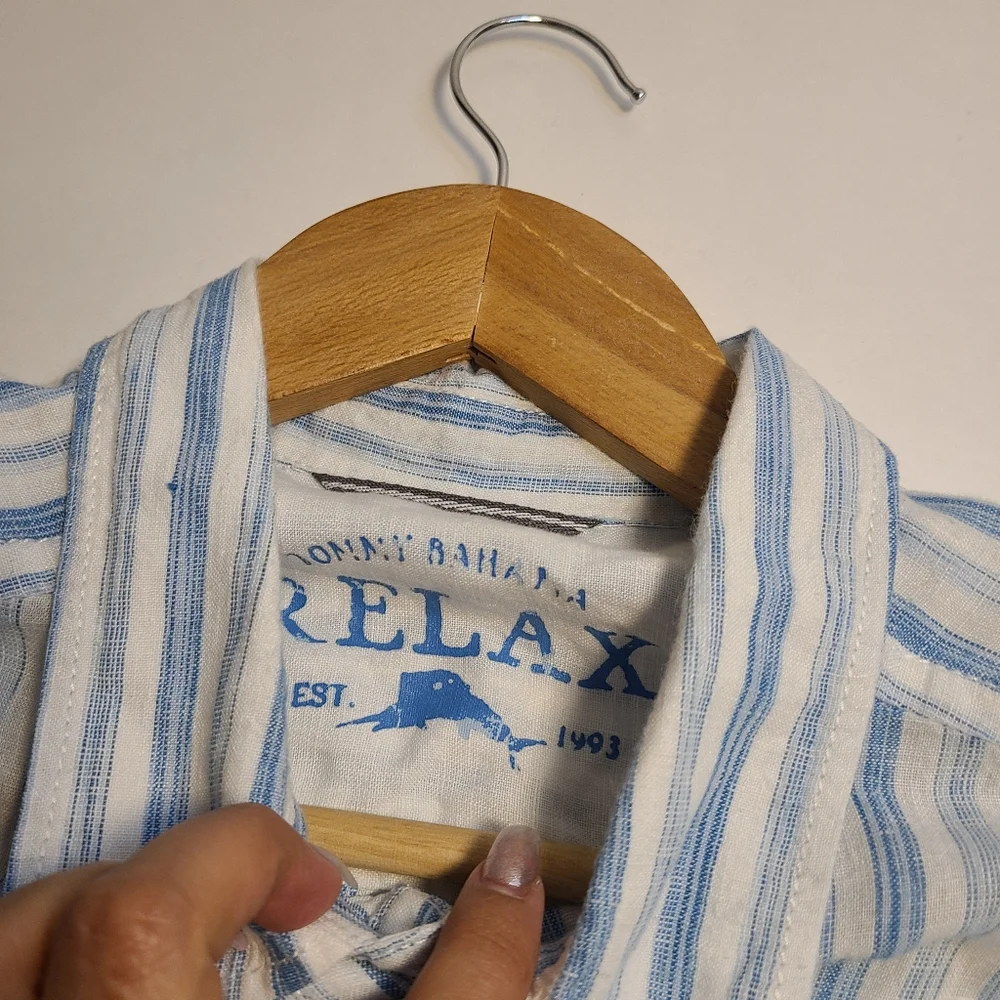 Tommy Bahama Blue and White Casual Shirt
